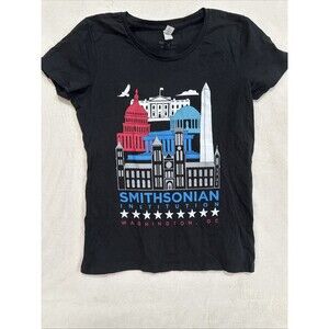 Authentic Smithsonian Institution Women’s Med Fitted Graphic T-shirt Black CLEAN